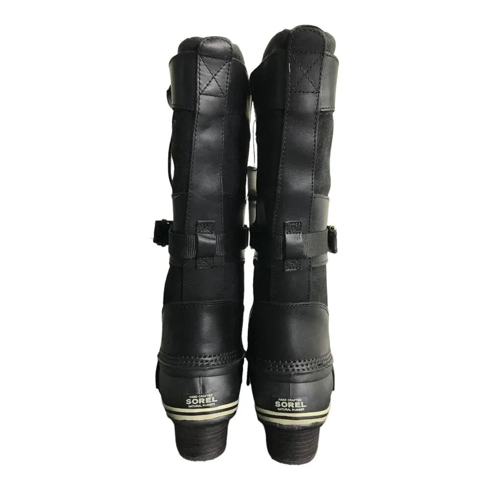 Sorel Conquest Carly 9.5 Black Leather‎ Winter Waterproof 15